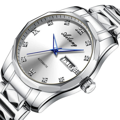 Automatische Herrenmechanikuhr – Edelstahl, Wasserdicht & Leuchtzeiger