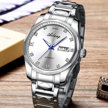 Automatische Herrenmechanikuhr – Edelstahl, Wasserdicht & Leuchtzeiger