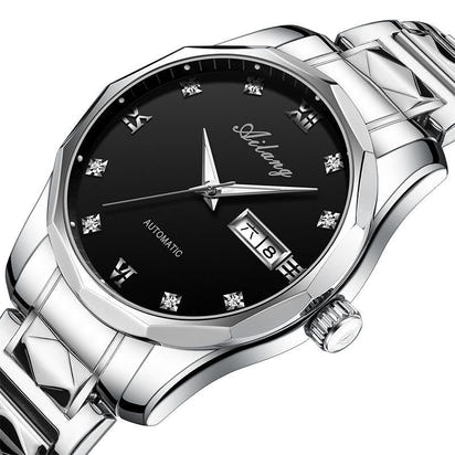 Automatische Herrenmechanikuhr – Edelstahl, Wasserdicht & Leuchtzeiger