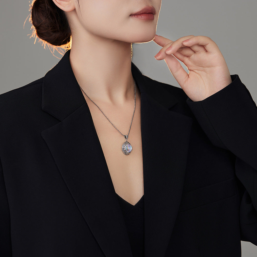 Vintage Haç Aytaşı Kolye, Kadınlar İçin Şık Tayland Gümüş Kolye Ucu, Kişiselleştirilmiş Takı