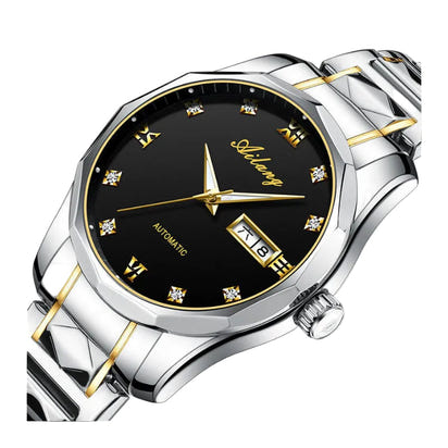 Automatische Herrenmechanikuhr – Edelstahl, Wasserdicht & Leuchtzeiger