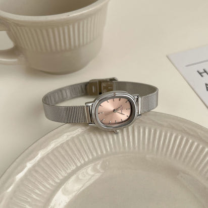 Elegante Ovale Damenarmbanduhr – Wasserdicht mit Mesh-Armband