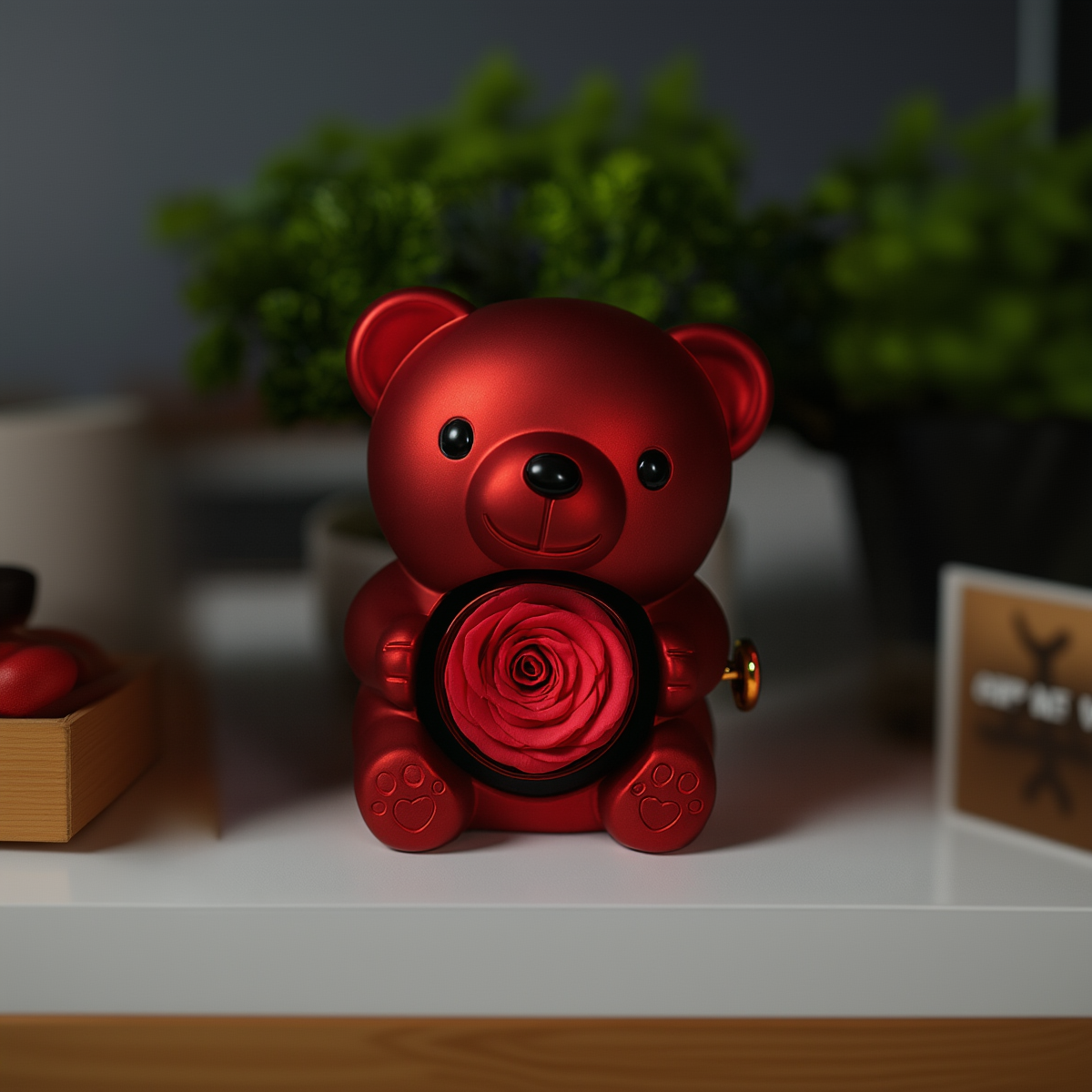 Halskette „Ewige Rose“ mit Teddybär – Perfektes Geschenk