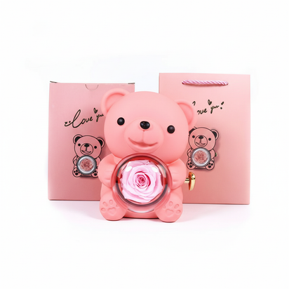 Halskette „Ewige Rose“ mit Teddybär – Perfektes Geschenk