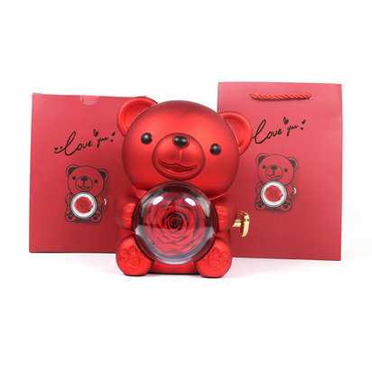 Halskette „Ewige Rose“ mit Teddybär – Perfektes Geschenk