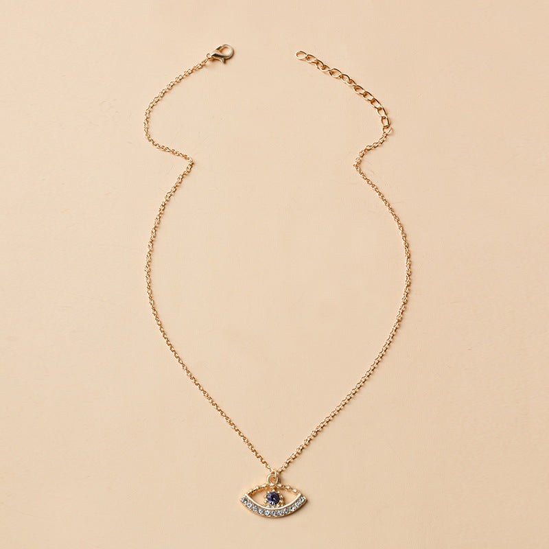 Melek Gözü Kolye Ucu Sade Elmas Seti